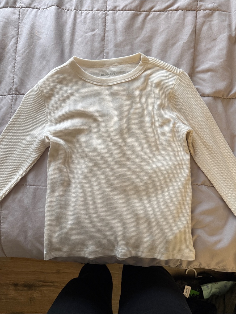 Old Navy Cream Waffle-Knit Long Sleeve Tee